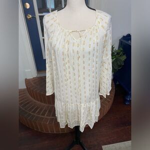 Chelsea & Violet White and Gold Tiered Dress Size Small